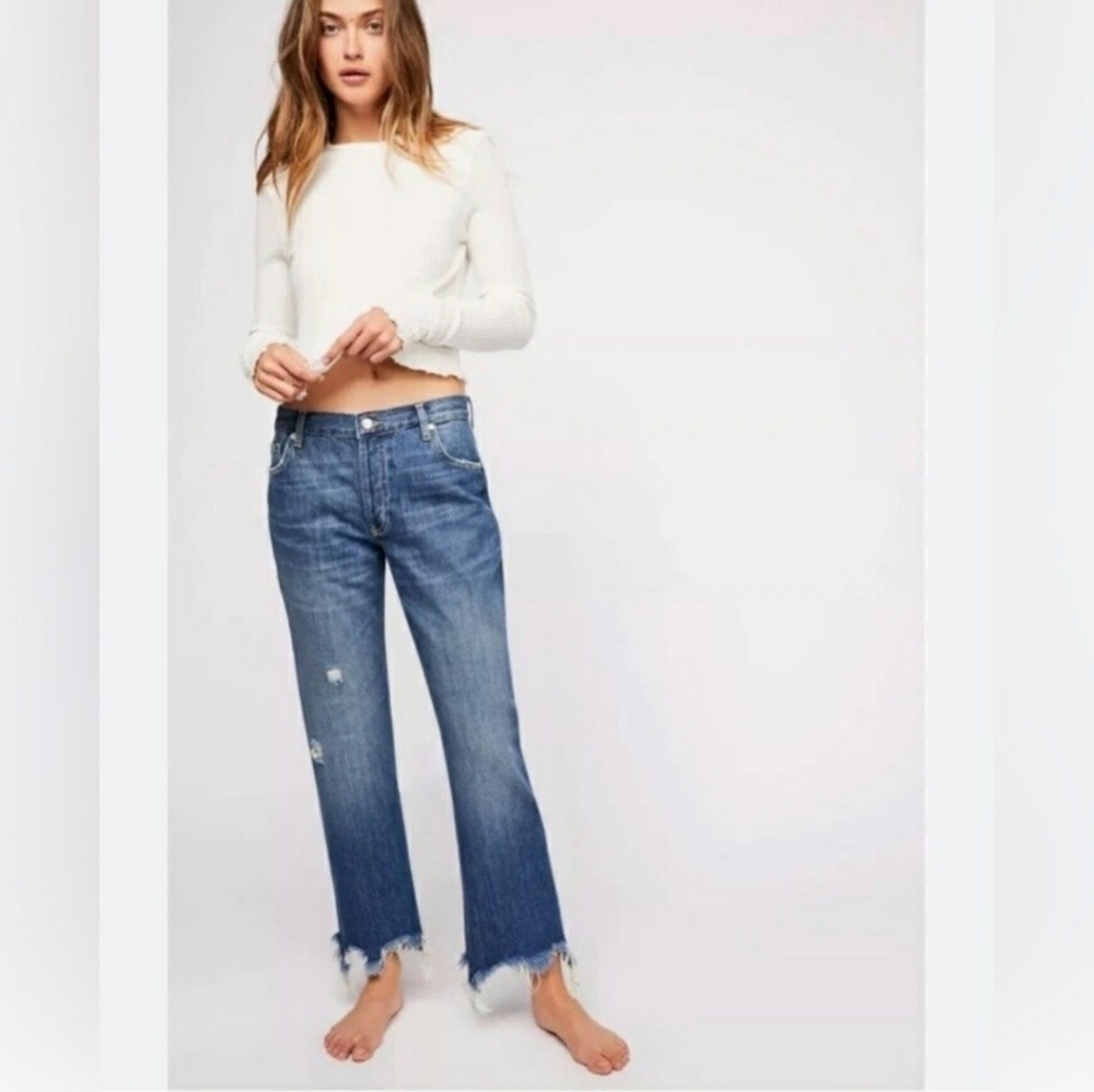 WE THE FREE high rise button fly jean